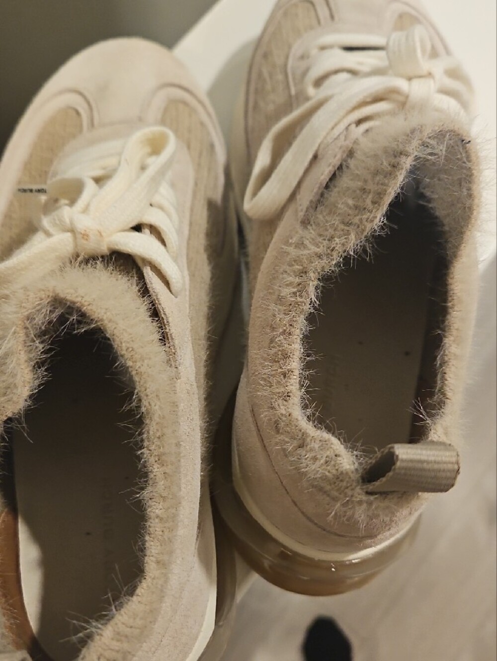 Tory Burch Neutral Beige Suede & Knit Mixed-Media Sneakers - Picture 4 of 6